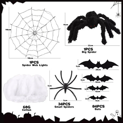 100cm LED Light Halloween Decoration Giant Spider Web Party Props Outdoor Decor