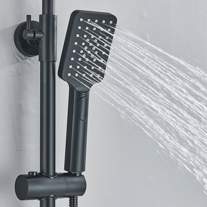 Black Exposed Bathroom Shower Twin Head Large Bar Set Square Valve Rail Hose Tap