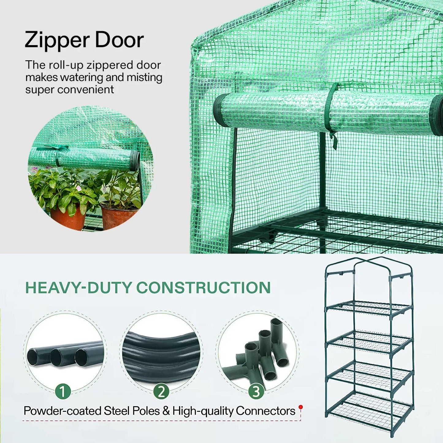 4 Tier Mini Greenhouse Outdoor Garden Plants Grow Green House with PVC Cover