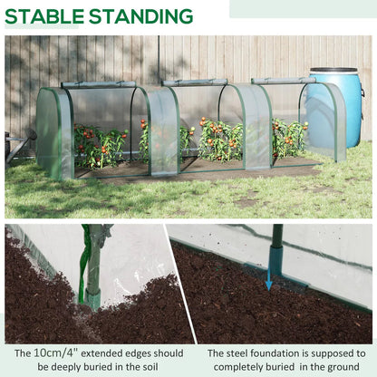 Tunnel Greenhouse Steel Frame for Garden w/ Zipper Doors