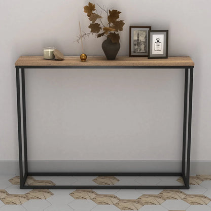 Wooden Free Standing Hallway Console Table Living Room Shelf Display Metal Legs