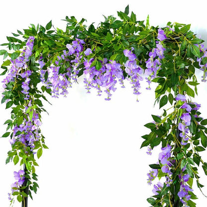 2X7FT Artificial Wisteria Vine Garland Foliage Flower Plant Trailing Home Decor