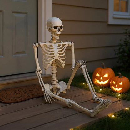 170cm Full Life Size Halloween Hanging Human Skeleton Bones Posable Skull Party