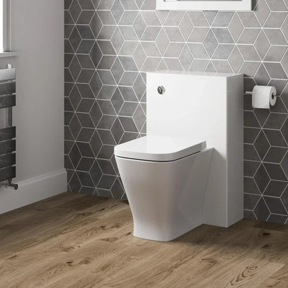 500mm Bathroom Toilet Soft Close Seat Back To Wall Cistern Furniture Unit White