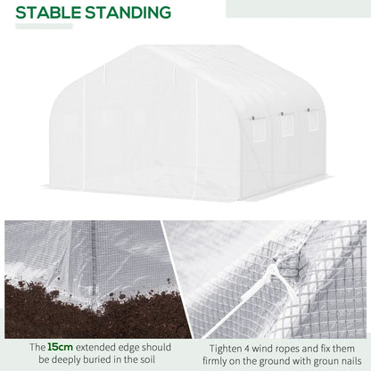 Outsunny 4.5x3x2m PE Mesh Cover Galvanized Metal Frame Walk-In Greenhouse