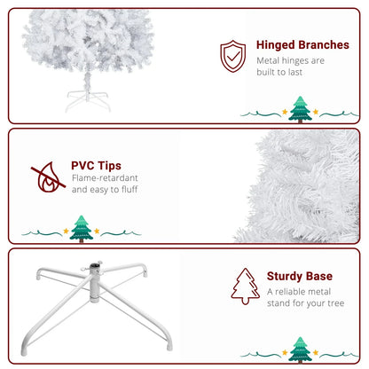 Large 6FT Christmas Tree Artificial Xmas Tree White With Stand Festive Decor