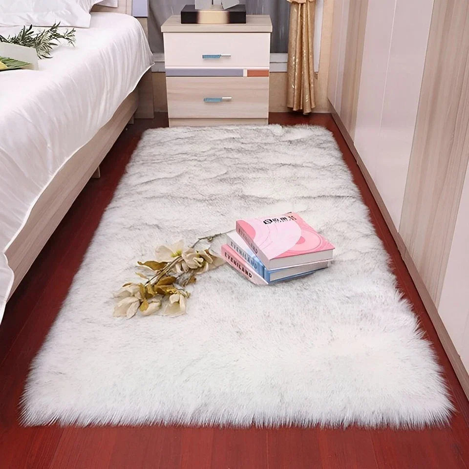 Faux Fur Sheepskin Fluffy Rug Soft LivingRoom Bedroom Rectangle Carpet Floor Mat