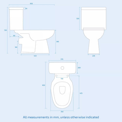 Nes Home Close Coupled Toilet Bathroom WC Pan, Toilet Seat & Cistern