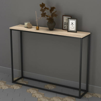 Wooden Free Standing Hallway Console Table Living Room Shelf Display Metal Legs