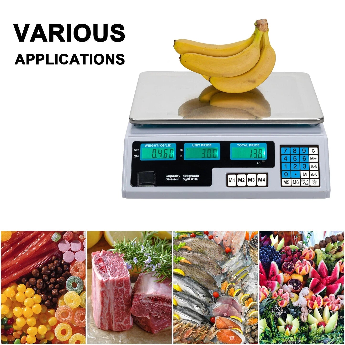 40Kg Digital Pricing Scale Electronic Price Computing Weight Shop Market UK Plug