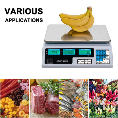40Kg Digital Pricing Scale Electronic Price Computing Weight Shop Market UK Plug