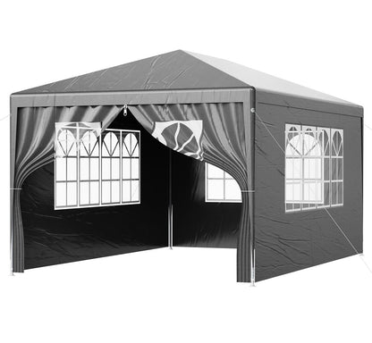 3m x 4m Grey Gazebo Tent – Outdoor Canopy with Removable Side Panels