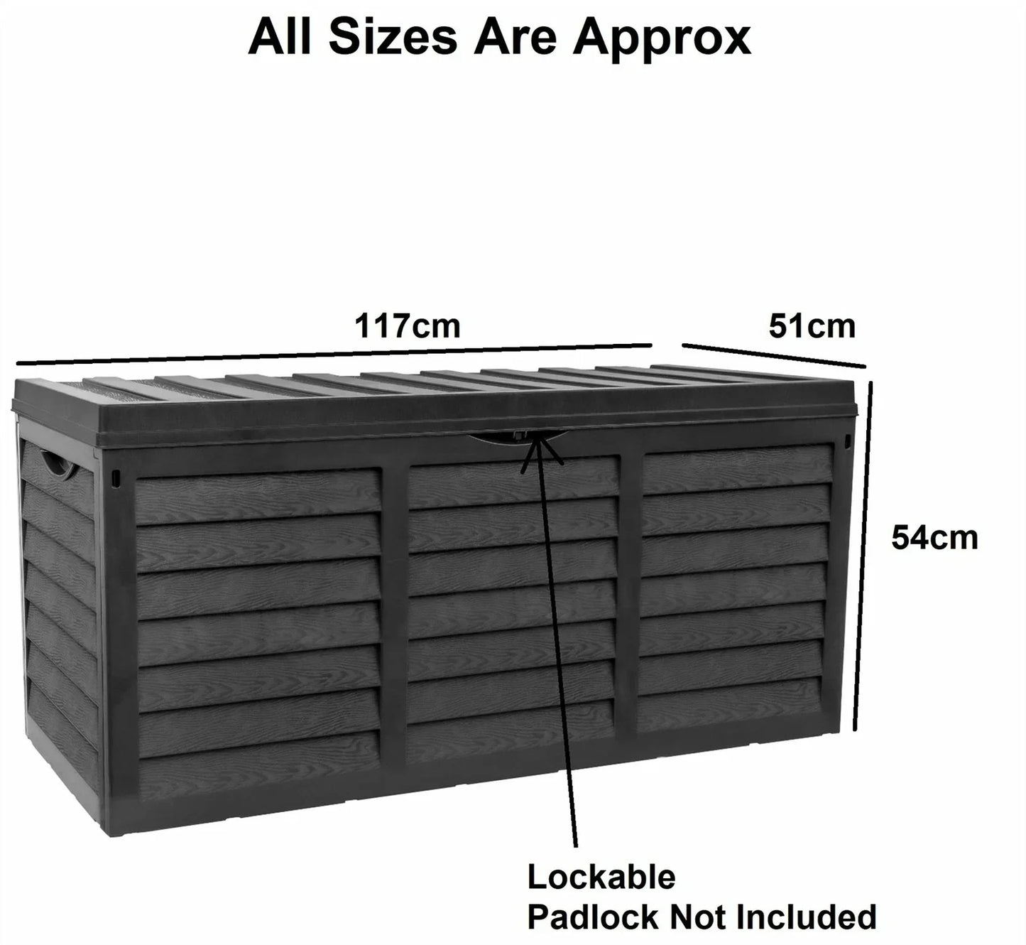 Black 320L Plastic Storage Box Garden Outdoor Shed Utility Cushion Chest Truck