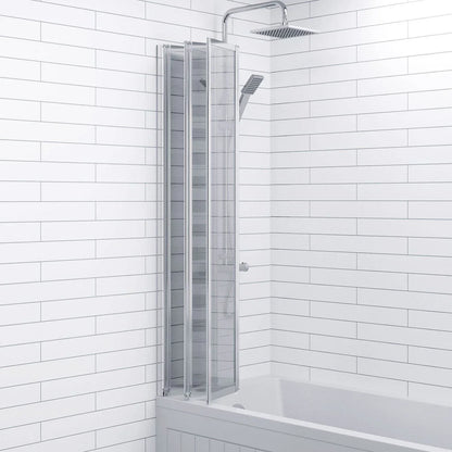 Bathroom 4 Panel Folding Bath Shower Screen Chrome 1000mm Reversible 4mm Glass