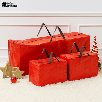 Christmas Storage Bags Xmas Tree Decorations Storage Zipper Bags with Handles x3