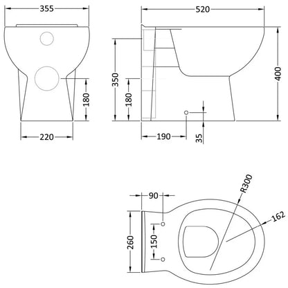 Bathroom Vanity Unit Furniture Suite Cabinet Toilet Basin Back To Wall WC 1050mm
