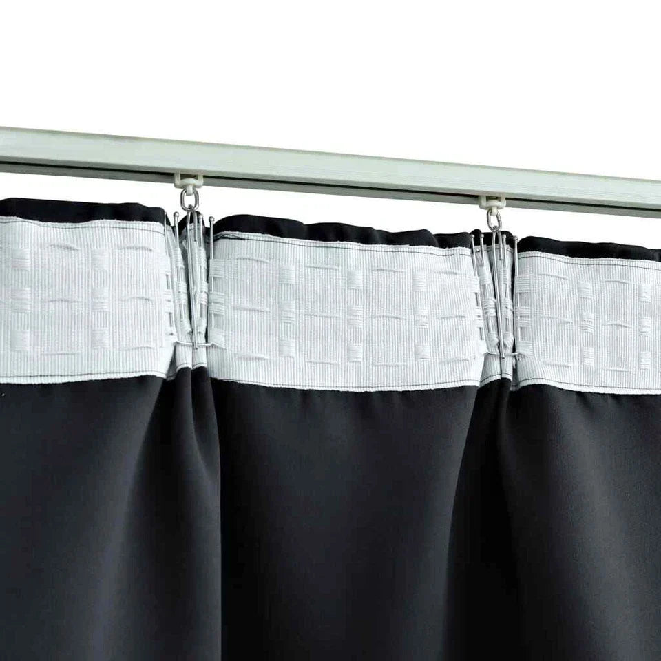 Blackout Curtain with Hooks Blind Drapery Window Covering ( Black)
