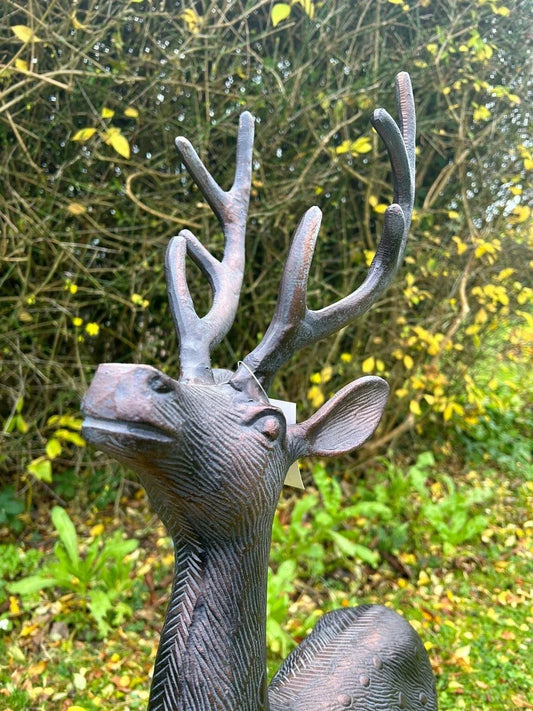 Aluminium Stag Garden Sculpture Ornament Cast Aluminium With Aged Finish