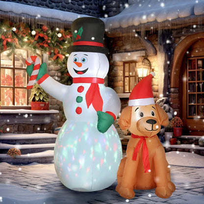 6FT Christmas Inflatables Snowman & Dog for Indoor Outdoor Decor