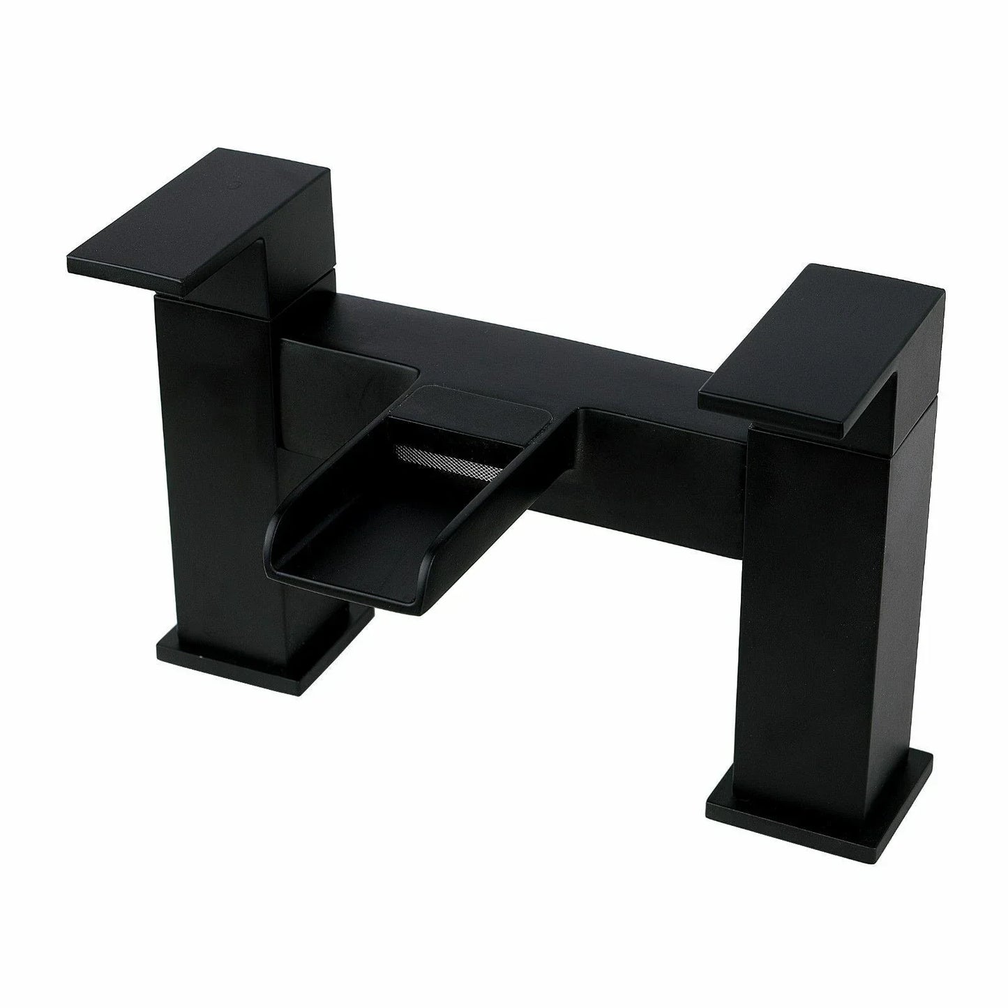 Bathroom Modern Waterfall Black Basin Sink Mono Square Mixer Tap Filler Waste