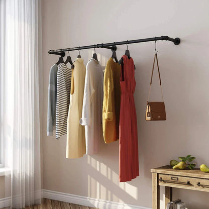 6ft Heavy Duty Clothes Rail Pipe Garment Rack Wall Mounted Hanging Clothes Pole