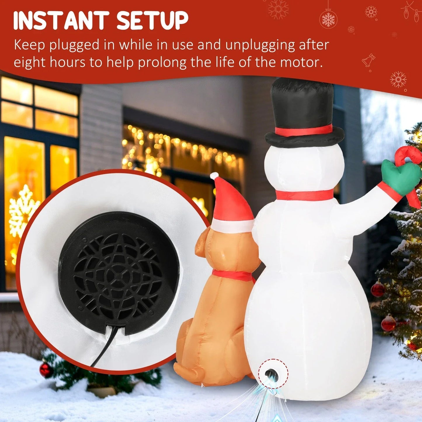 6FT Christmas Inflatables Snowman & Dog for Indoor Outdoor Decor