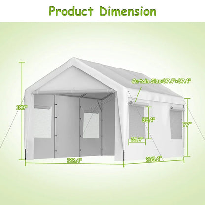 Carport 10x20ft Car Canopy Garage UV-Proof Waterproof SUV Boat Heavy Duty White