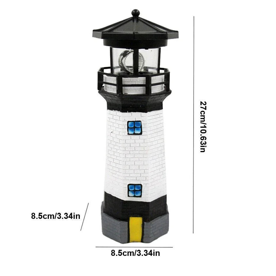 Solar Powered Lighthouse Rotating Led Garden Light House Decoration Ornament UK
