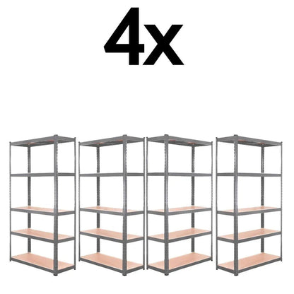 4x Metal 5 Tier Garage Shelves Shelving Unit Racking Storage 180 x 90 x 40cm