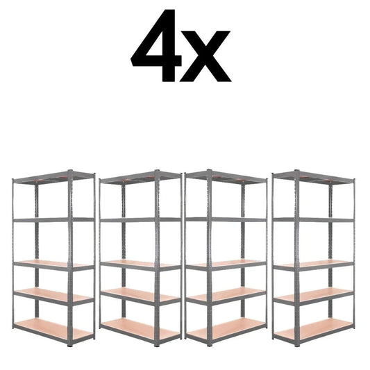 4x Metal 5 Tier Garage Shelves Shelving Unit Racking Storage 180 x 90 x 40cm