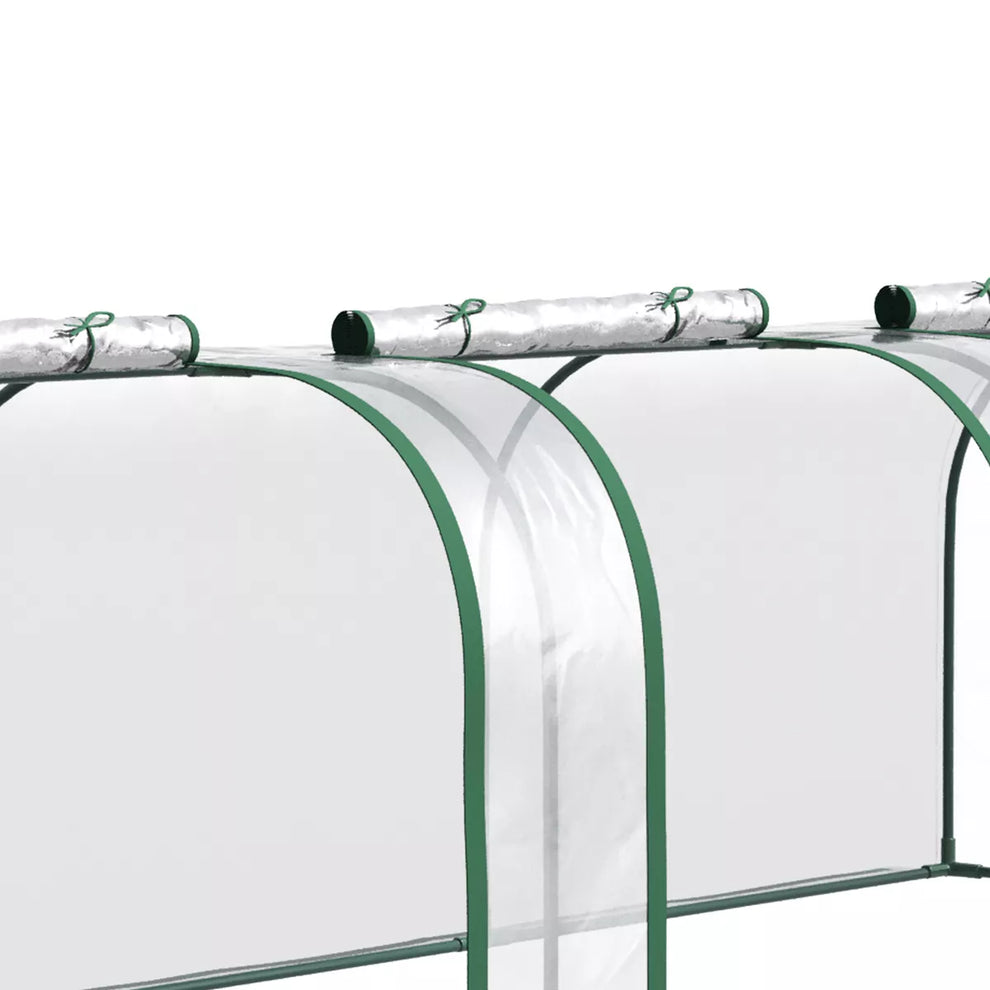 Tunnel Greenhouse Steel Frame for Garden w/ Zipper Doors