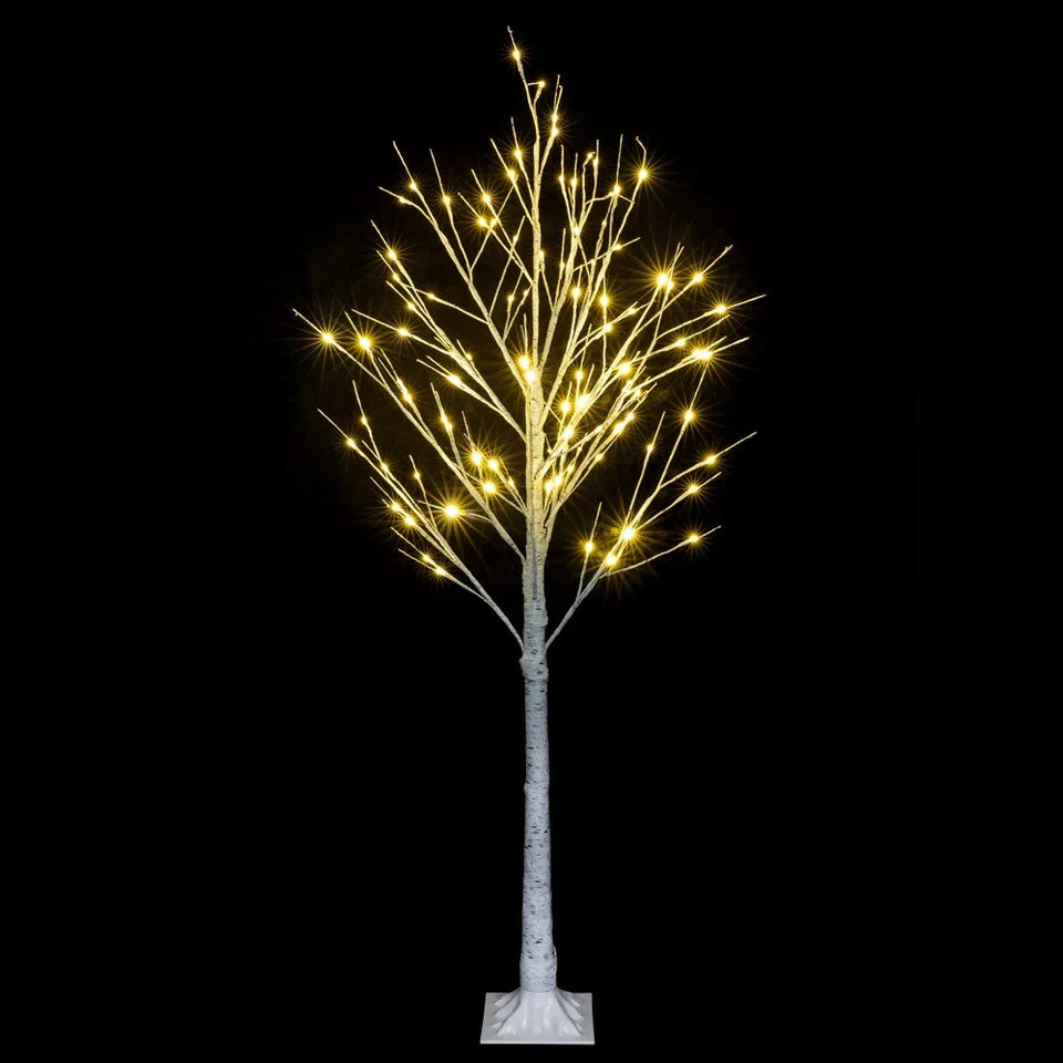Outdoor 4ft, 6ft, 8ft Birch Christmas Twig Tree Pre Lit Ice Warm White Multi LED