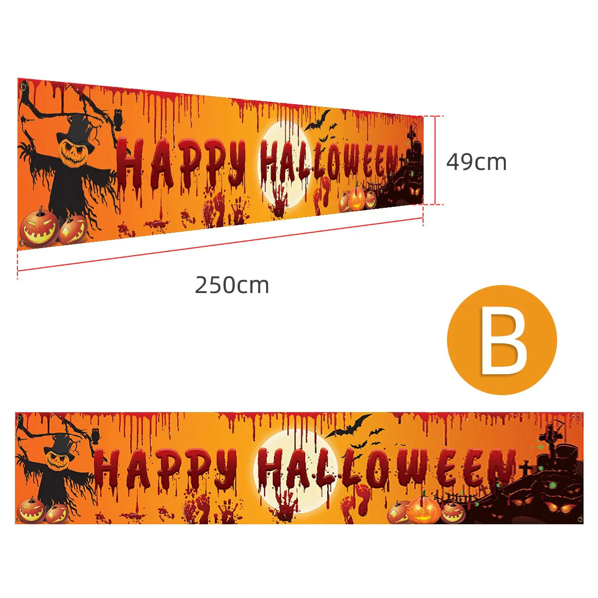 Happy Halloween Hanging Banner Flag Party Celebrate Foldable Home Outdoor Decor