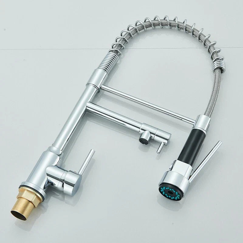 Modern Monobloc Pull Out Kitchen Mixer Tap Dual Spout Spray Single Lever Chrome