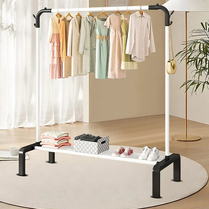 Heavy Duty Metal Clothes Rack Single Rail Garment Dress Indoor