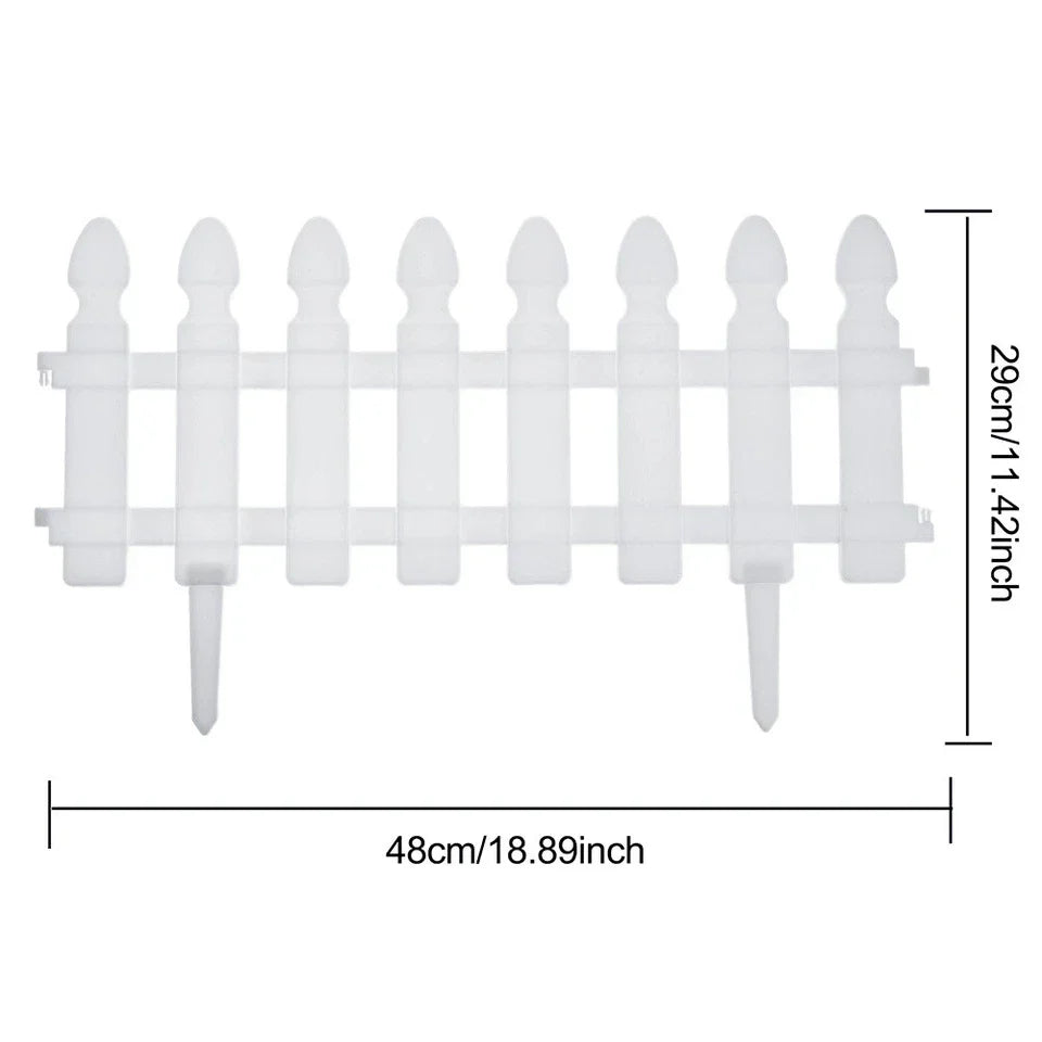 4,8,12 PCS White Plastic Picket Fencing Wooden Effect Lawn Border Edge Garden Edging