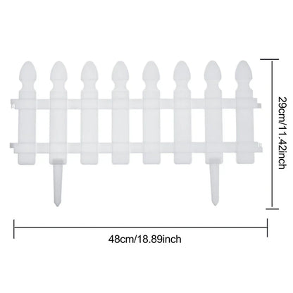 4,8,12 PCS White Plastic Picket Fencing Wooden Effect Lawn Border Edge Garden Edging