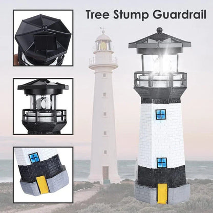 Solar Powered Lighthouse Rotating Led Garden Light House Decoration Ornament UK