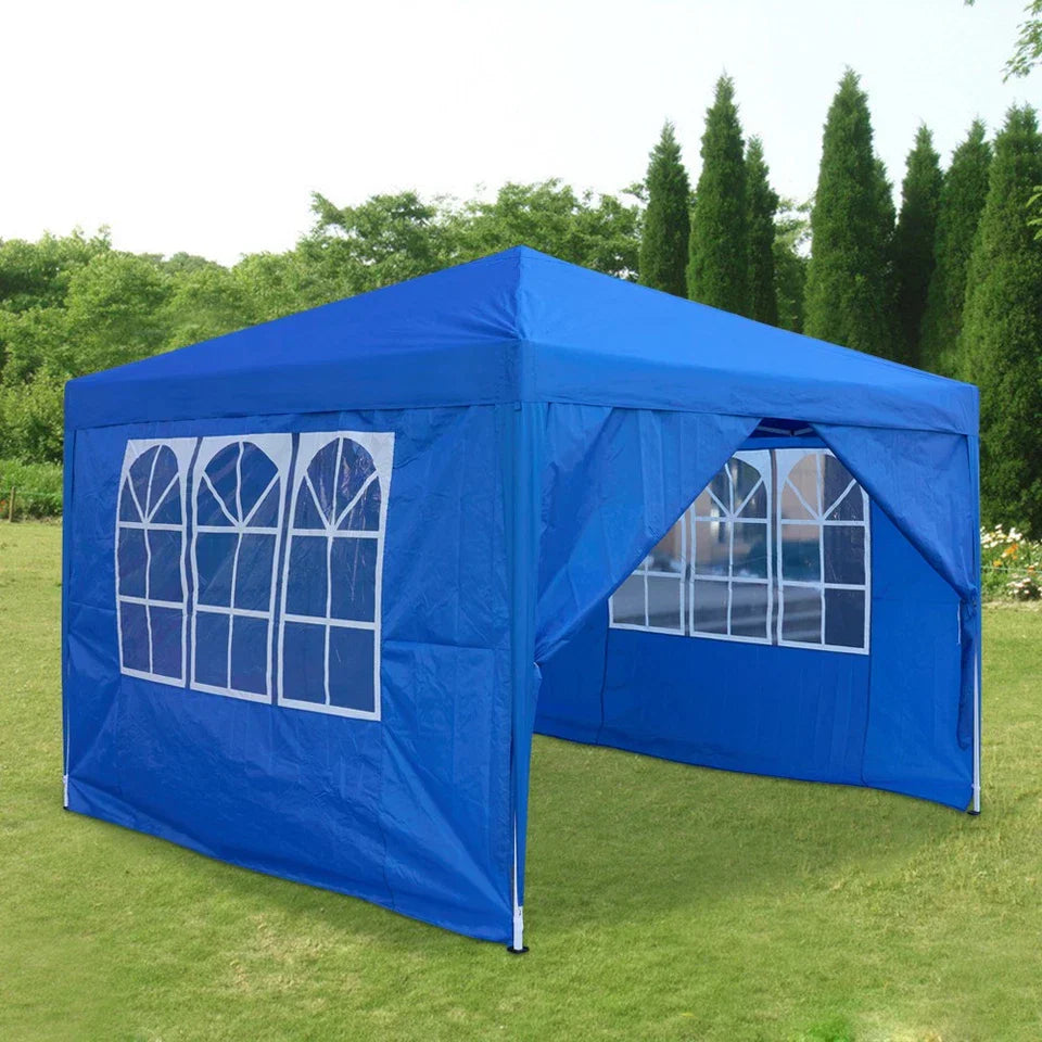 3x3M Heavy Duty Gazebo Marquee Popup Water- proof Garden Party Tent 4 WallSides