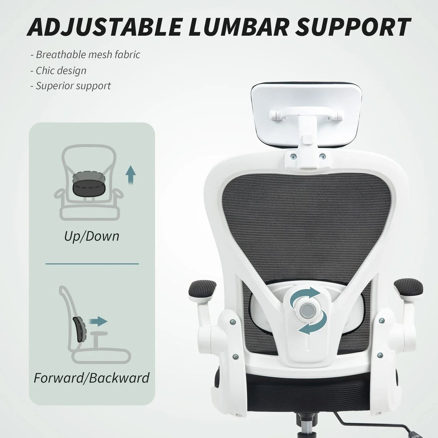 Ergonomic Mesh Office Chair with Headrest, Lumbar Support, Black