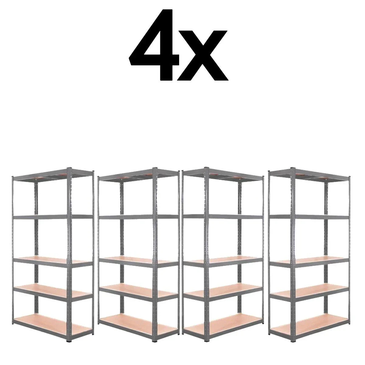 4x Metal 5 Tier Garage Shelves Shelving Unit Racking Storage 180 x 90 x 40cm