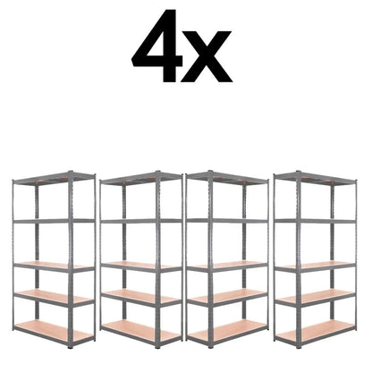 4x Metal 5 Tier Garage Shelves Shelving Unit Racking Storage 180 x 90 x 40cm