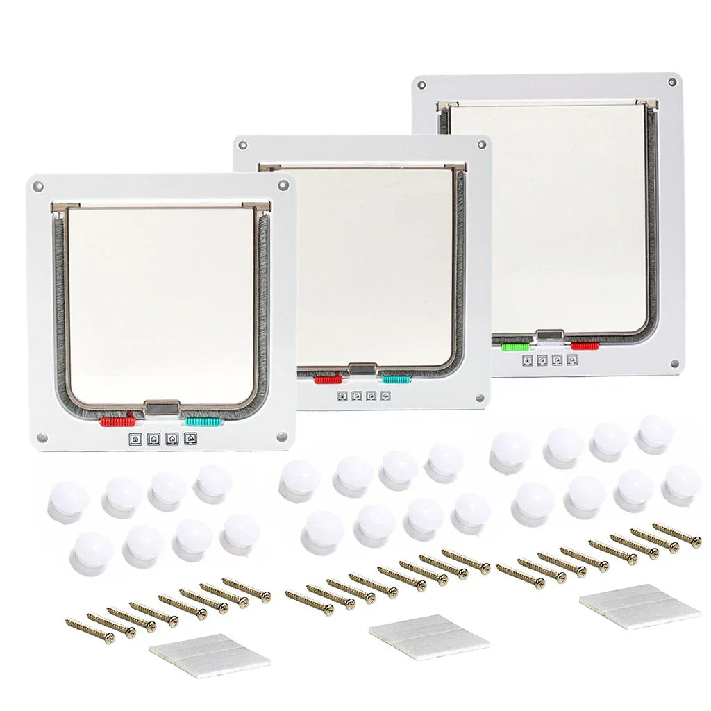 4 way Pet Door Locking Large Extra Large Dog Cat Flap Magnetic Door Frame