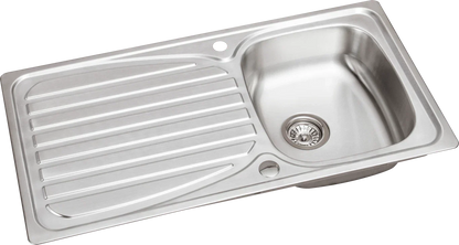 Stainless Steel Single Bowl Inset Kitchen Sink Left Hand Modern Drainer Wastes