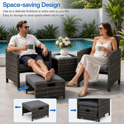 5 Piece Rattan Garden Furniture Patio Sofa Chairs Table Outdoor Conservatory Set