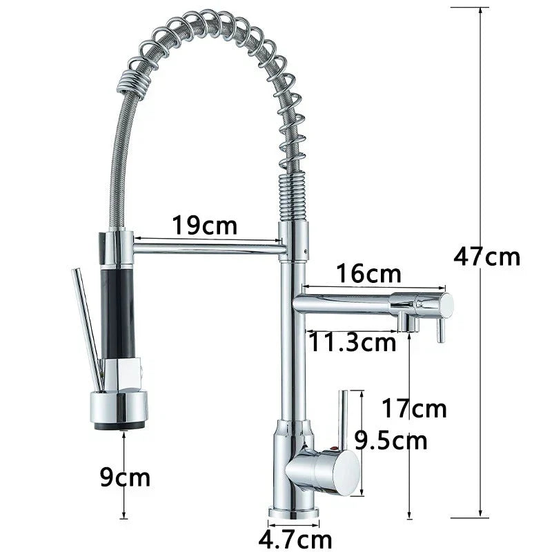 Modern Monobloc Pull Out Kitchen Mixer Tap Dual Spout Spray Single Lever Chrome