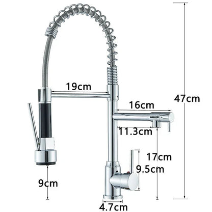 Modern Monobloc Pull Out Kitchen Mixer Tap Dual Spout Spray Single Lever Chrome