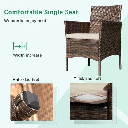 4pcs Rattan Outdoor Garden Furniture Sofa Set Table & Chairs
