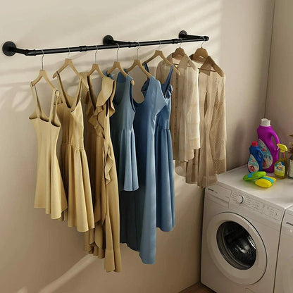 6ft Heavy Duty Clothes Rail Pipe Garment Rack Wall Mounted Hanging Clothes Pole