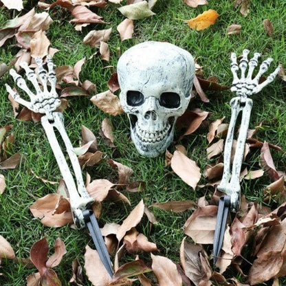 Skeleton Bones Prop Ground Breaking Scary Halloween Decoration Human Skull Party